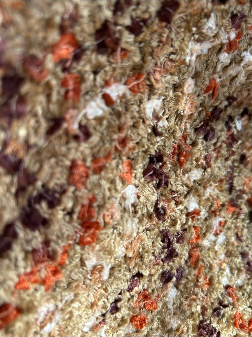 Missoni Bouclé Scarf in Beige with Coral and Plum Accents